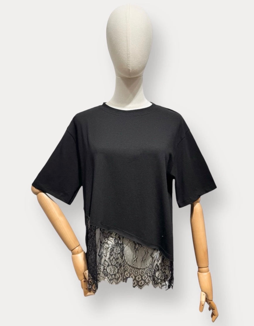 Lace T-shirt - Black
