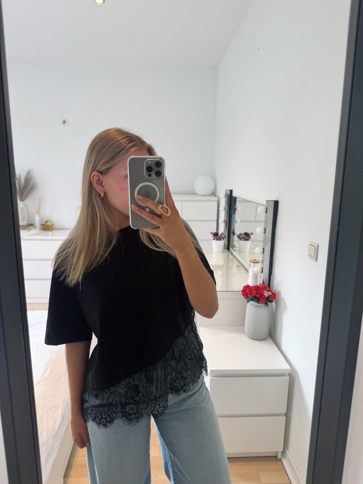 Lace T-shirt - Black